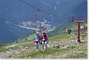 On our first day of acclimatization we rode a gondola and then two chair lifts to just over 10,500ft/3000m.