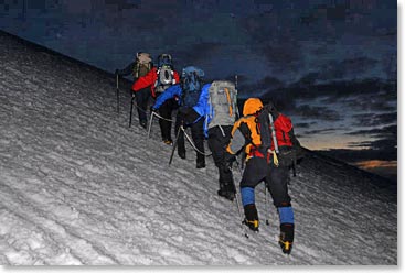 Setting out for the summit before the sunrise