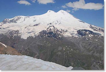 Saying goodbye to the twin summits of Mount Elbrus