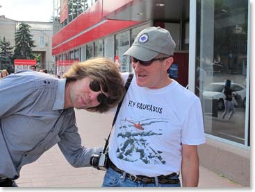 This morning we were out enjoying the city early; Vladimir and Dick share a laugh at the shopping mall.