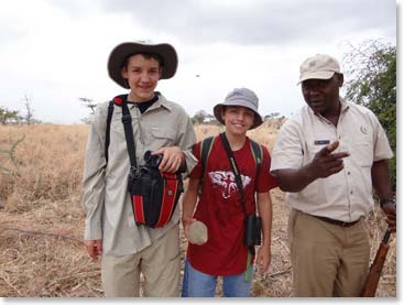 Barry and Reed pose with our guide on the walking safari.