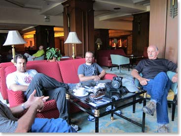 Bruce, Ryan and Robert came directly from their international flights to our team briefing at the Yak and Yeti