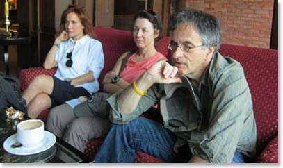 Raquel, Jennie and Larry attentive at the meeting