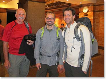 Robert, Bruce and Ryan ready for their flight