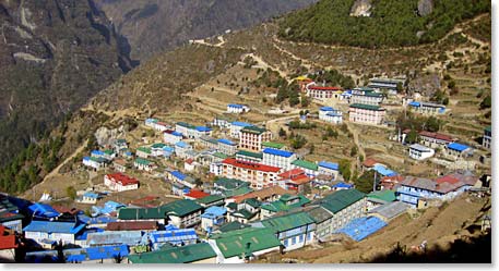 The view of Namche from our lodge