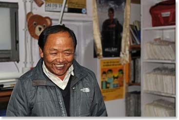 Dr. Kami Sherpa at the hospital in Khunde