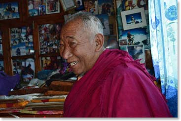 Less than one year after suffering a stroke Lama Geshi is alive, well and back at work. We spent a wonderful morning with him, enjoying his humor, wisdom and spirituality.