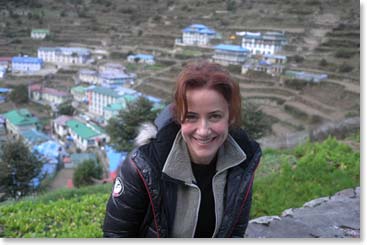 Raquel near our lodge above Namche.