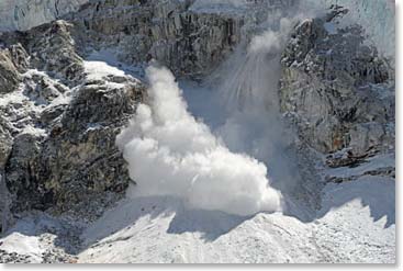 Avalanches along the way reminded us of the seriousness and power of the terrain all around us.