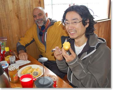 We tried some new local fruits for breakfast.