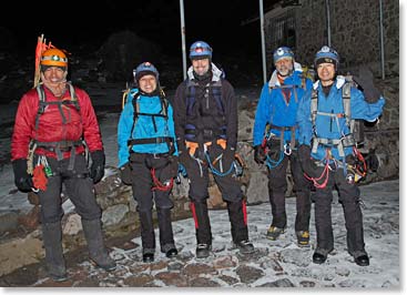 At 1:30 in the morning we were ready to begin climbing!