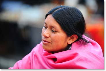 A beautiful local woman at the Otavalo market