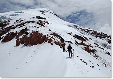 Andrew and Joaquin descend the ridge.