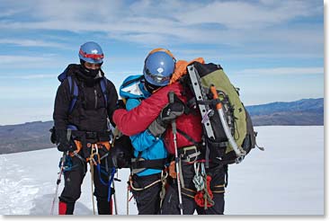 Next Ana and Andrew arrive on the summit. The moment when you realize you’ve reached the top is always emotional.