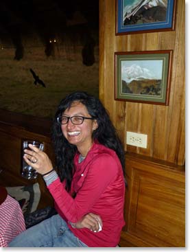 Ana is happy and relaxed.