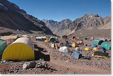 Plaza de Mulas Base Camp is a busy place.