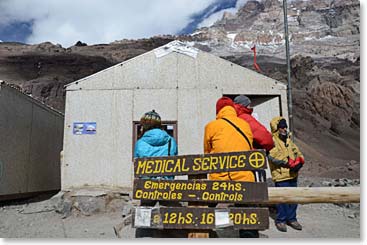 Just after sipping our Mate in the dining tent, we went to check in with the Plaza de Mulas doctors for our checkup.