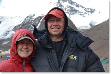 It is great to be here in the mountains.  Paul and Lisa outside the clinic with “The Horn” or “El Cuerno” behind.