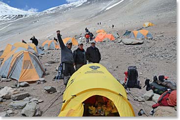 Plaza Canada!  The little North Face tent contains all the equipment, food and supplies which we will cache here until we return.