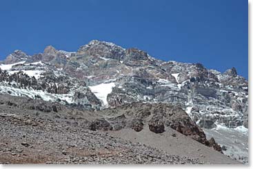 Our goal, Aconcagua rose beautifully above us all day.