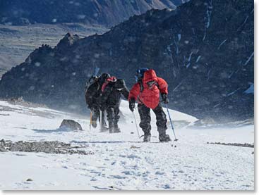 We were soon bracing ourselves against the strong winds as we climbed.