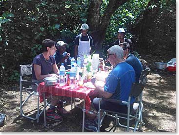 Lunchtime before we begin the climb.