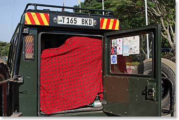 Gear is packed and covered with a Maasai blanket