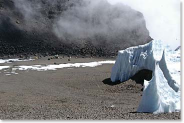 Camping next to glaciers