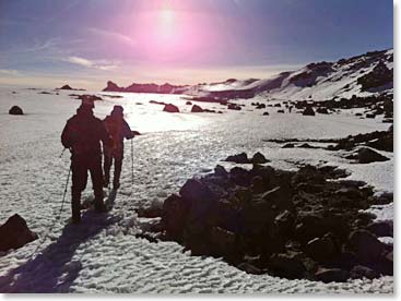 A snowy walk around the crater