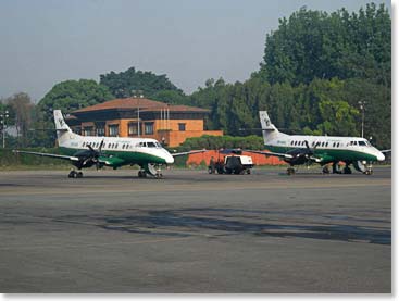 Planes ready to depart from the Kathmandu Airport