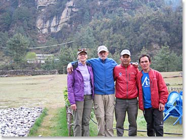 Our team in Phakding, Joanne, Dave, Min and Jaythai