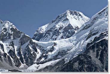 The peak in the middle is Changtse, the north summit of Mount Everest.  Just below and to the left is the location of Everest Base Camp.