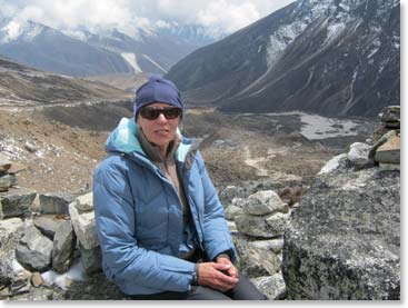 Joanne at Thukla, elevation 15,100 feet