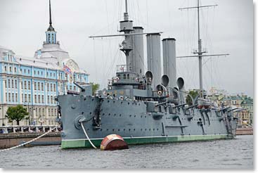 We passed the battleship Aurora. It was from here that the “shot heard round the world” signaling the beginning of the Russian Revolution was fired on October 25, 1917.