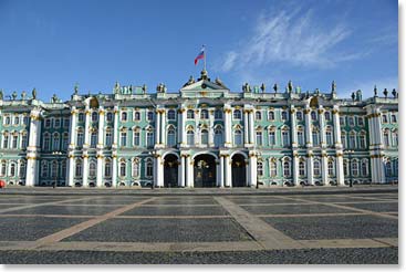There is no more iconic image of summer time in St. Petersburg than the mint green walls of the Winter Palace, which houses much of the Hermitage Museum, as it is viewed from Palace Square.