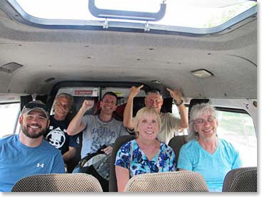 In the van, on our way to our lodge in the mountains