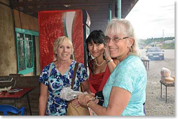 Karen,  Karina and Barbara at the market