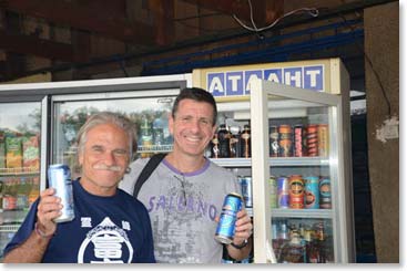 Lennie and Hugo know what they want - a cold beer.