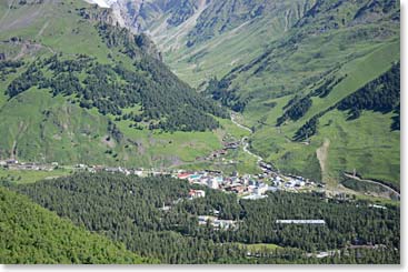 We could look down and see the village of Terskol far below.