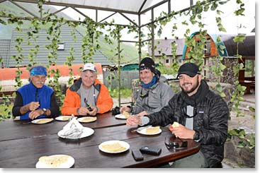 When we got to the bottom we stopped at a favorite cafe of ours for “hitching”, a local dish of the Caucasus.  It is a delicious cheese bread.