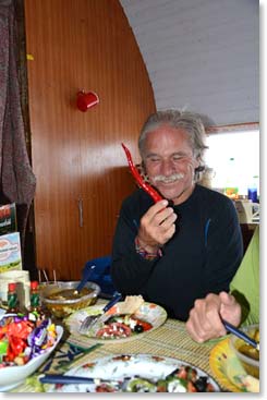 Lennie was happy to be served a large hot chile pepper for lunch