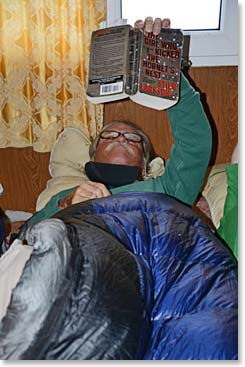 Lennie enjoying a book