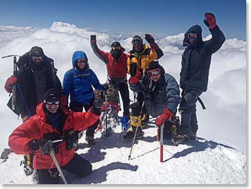 Team on the summit of Mount Elbrus