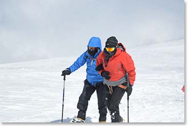 Karina and Karen took the last steps to the top arm in arm.