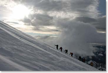 As we climbed higher the weather was variable. Often the clouds moved down on us and we were engulfed for a while.