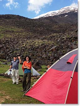Green Camp with the snows of Ararat in the distance