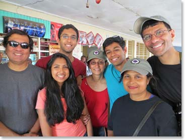 The Gopals arrive in Tanzania (L to R): Indersarat, Tejashree, Prajit, Minni, Rohit, Aasha and Ajei.