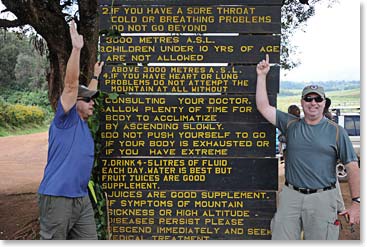 Good advice posted  at the entrance of Kilimanjaro national park 