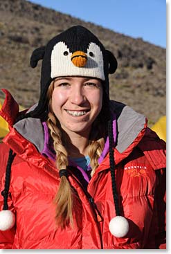 Stephanie with wild hat at Moir Camp