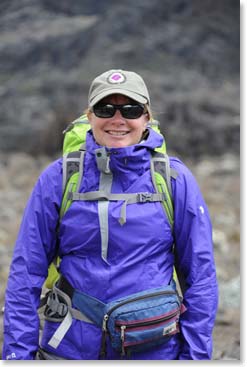 Lynne had a new jacket which she pulled out for the hike to lava tower